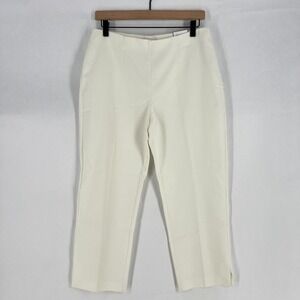 Chico's The Ultimate Fit Crop Pants Womens S Cream Cotton High Rise Side Zip